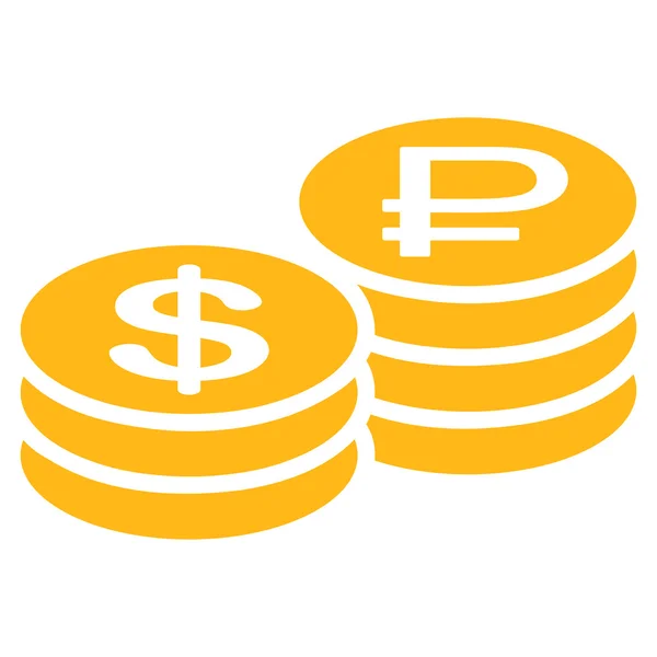 Rouble And Dollar Coins Icon — Stock Vector