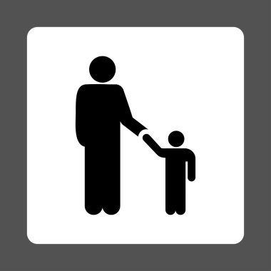 Oğlu Olan Baba Yuvarlak Kare Düğmesi