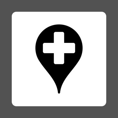 Tıbbi harita işareti kare düğme yuvarlak