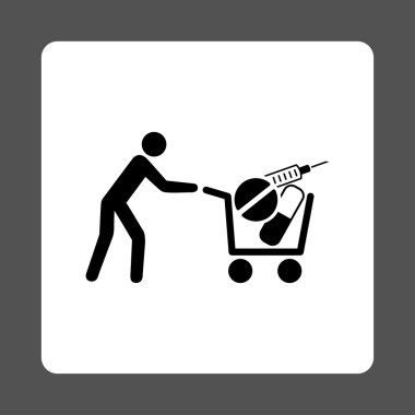 Tıbbi alışveriş yuvarlak kare düğme