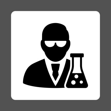 Bilim adamı şişesi ile yuvarlak kare düğme