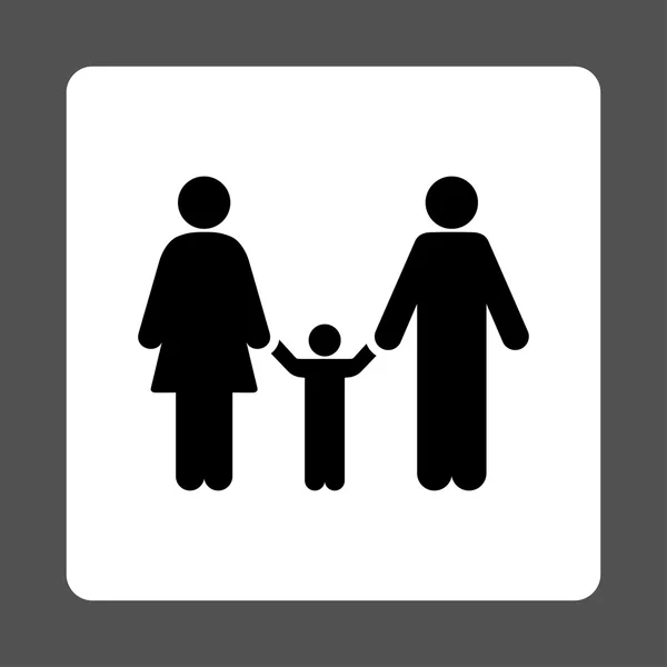 Szülők és gyermek kerek tér gomb — Stock Vector