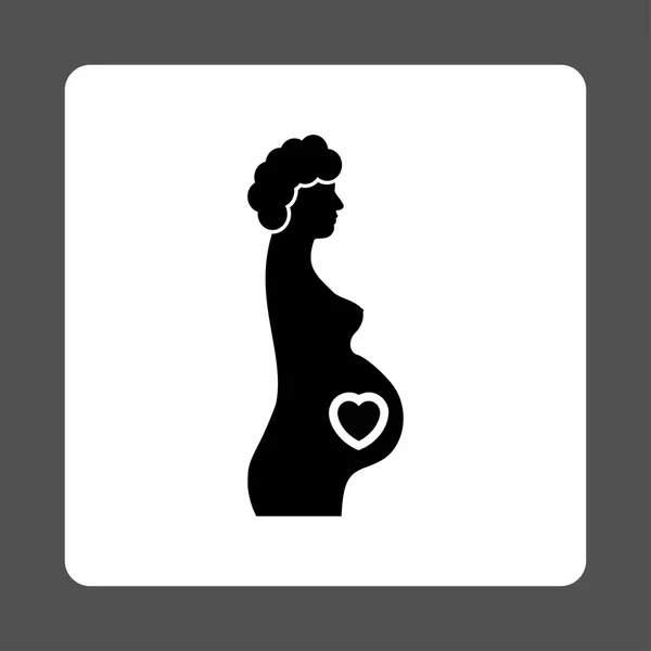 Embarazada mujer redondeada botón cuadrado — Vector de stock
