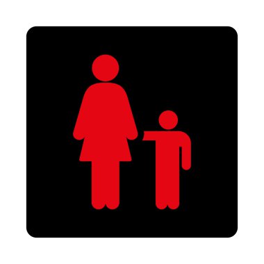 Anne oğlu ile yuvarlak kare düğme