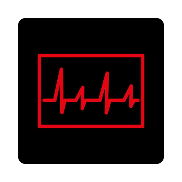 Pulsante quadrato arrotondato cardiogramma — Vettoriale Stock