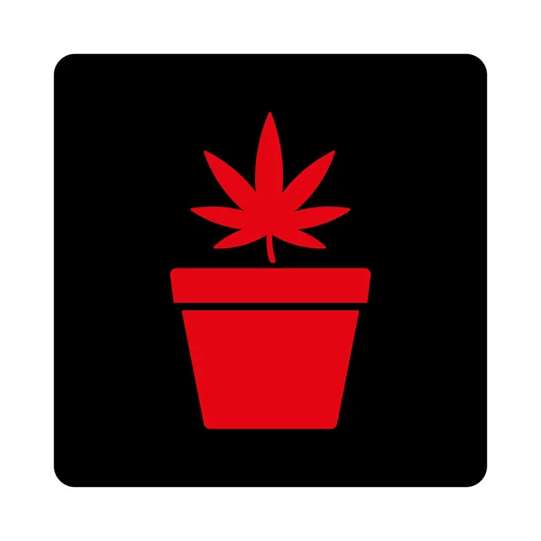 Marihuana olla redondeada botón cuadrado — Vector de stock