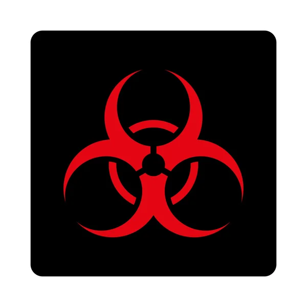 Biohazard symbool afgerond vierkante knop — Stockvector