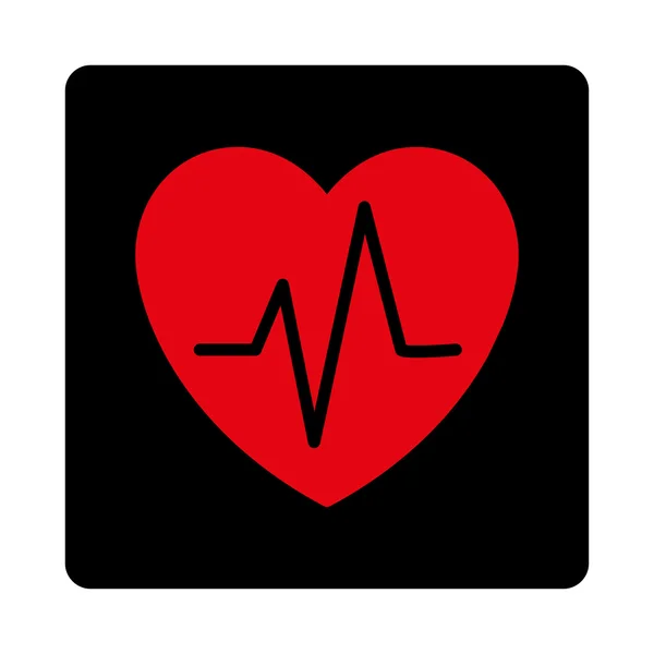 Herz Ekg abgerundeter quadratischer Knopf — Stockvektor