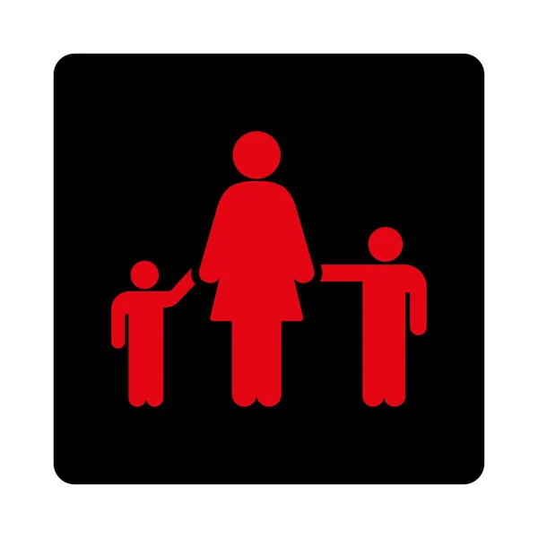 Anya és gyermekek kerek tér gomb — Stock Vector
