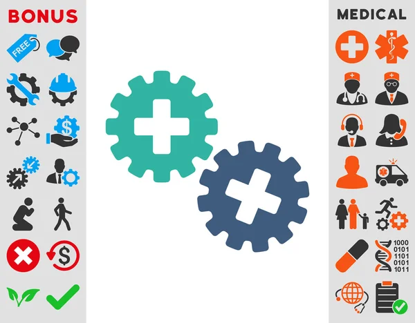 Icône d'engrenages médicaux — Image vectorielle