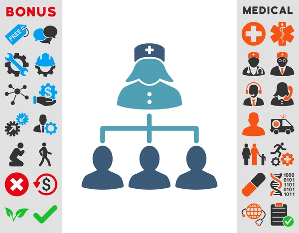 Enfermera pacientes conexiones icono — Vector de stock