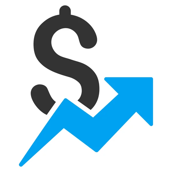 Dolar wzrostu ikona — Wektor stockowy