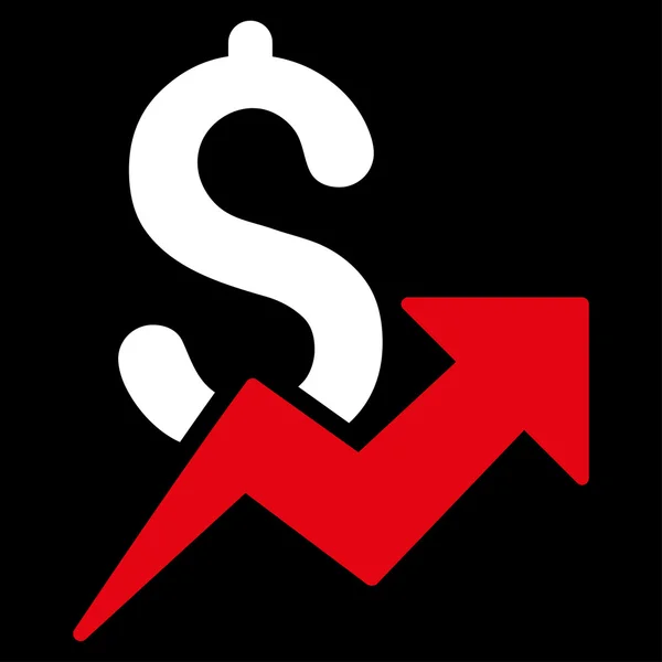 Dolar wzrostu ikona — Wektor stockowy