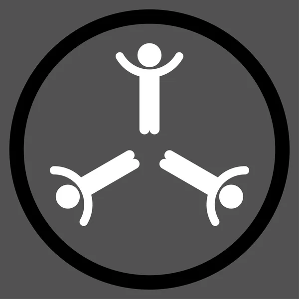 Handen omhoog mannen afgeronde pictogram — Stockvector