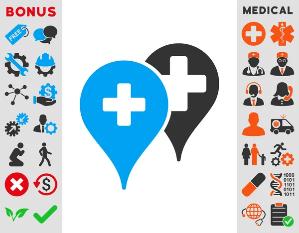 Medical Map Markers Icon — Stock Photo, Image