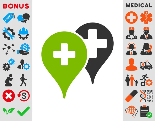Medische kaart Markers pictogram — Stockfoto