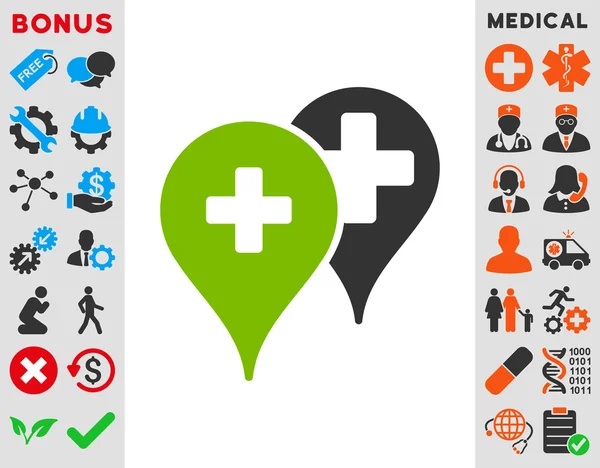 Carte médicale Marqueurs Icône — Photo