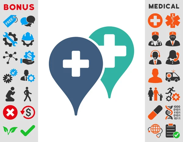 Medical Map Markers Icon — Stock Photo, Image