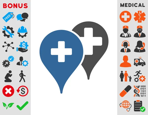 Medical Map Markers Icon — Stock Photo, Image