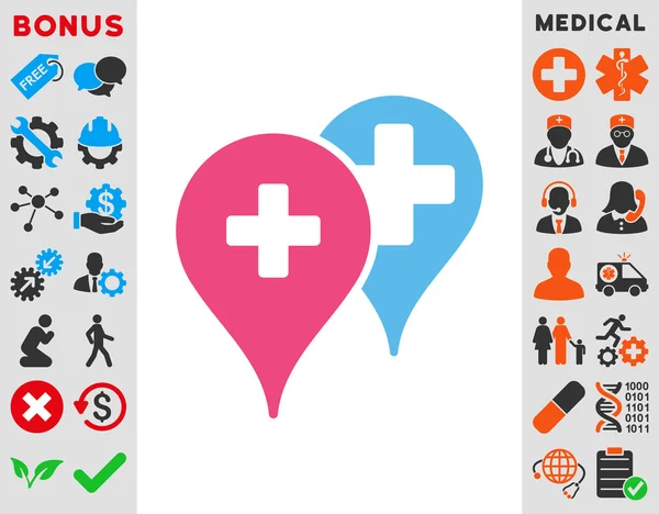 Medische kaart Markers pictogram — Stockfoto