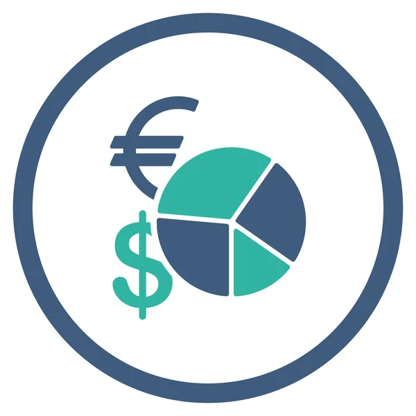 Waluta wykres kołowy ikona — Wektor stockowy