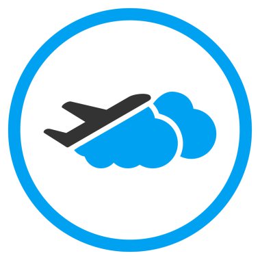 Bulutlar yuvarlak simgesinin üzerine uçak