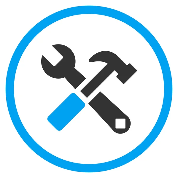 Icono redondeado de martillo y llave inglesa — Vector de stock