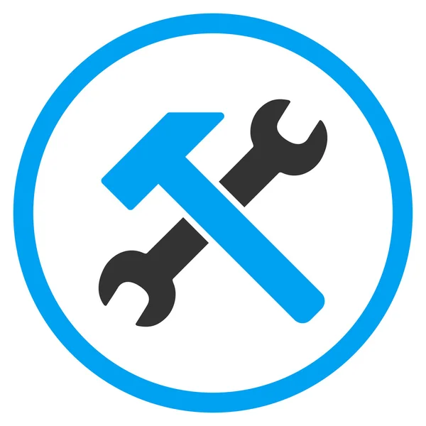 Hammer und Schraubenschlüssel runden Symbol — Stockvektor