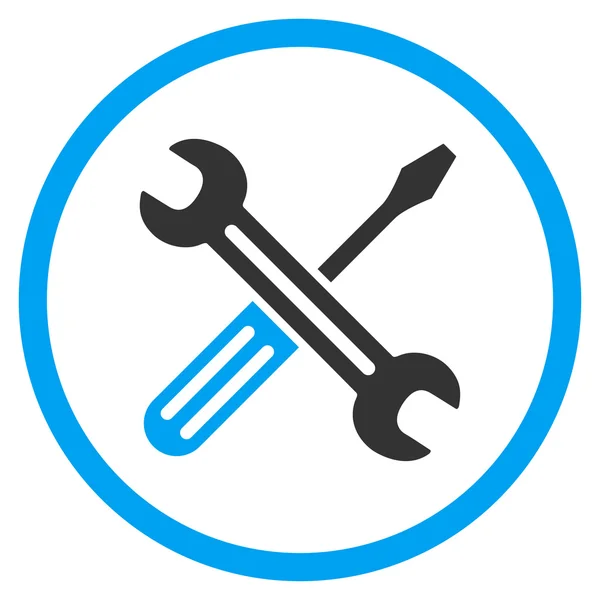 Spanner en schroevendraaier afgeronde pictogram — Stockvector