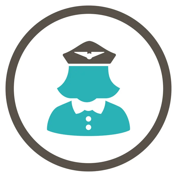 Légitársaság Stewardess lekerekített ikon — Stock Vector