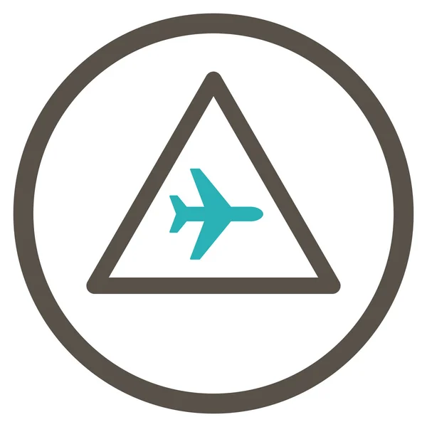 Vliegtuig gevaar afgeronde pictogram — Stockvector