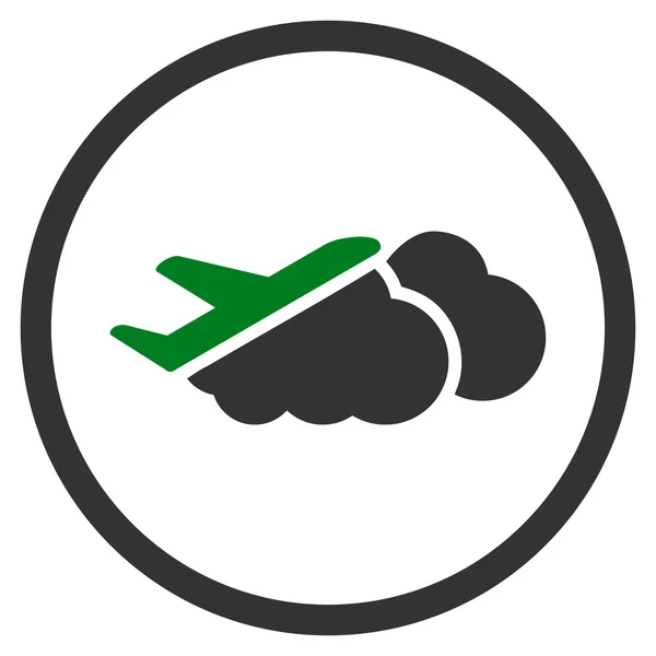 Airplane Over Clouds Circled Icon — Stock Vector