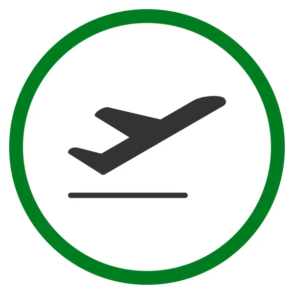 Repülőgép indulás bekarikázott ikon — Stock Vector