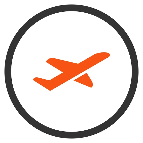 Icône arrondie au décollage de l'avion — Image vectorielle