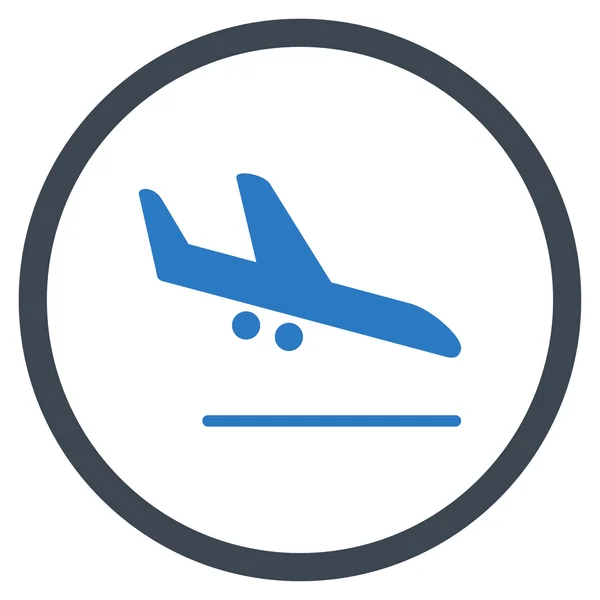 Aiplane Landing afgeronde pictogram — Stockvector