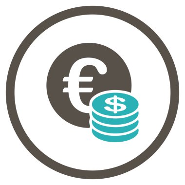 Dolar ve Euro Coins yuvarlak simge