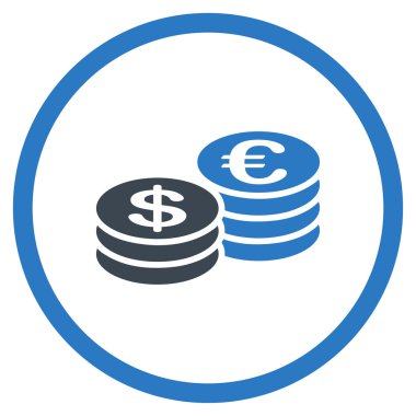 Dolar ve Euro para yığınları simgesi yuvarlak