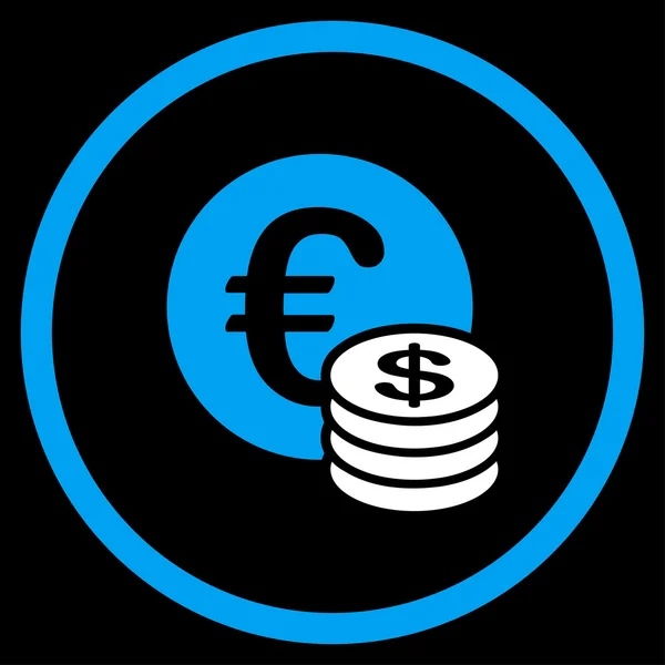 Dolar a Euro mince zaoblené ikona — Stockový vektor