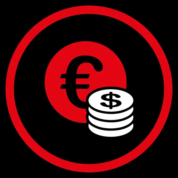 Dolar a Euro mince zaoblené ikona — Stockový vektor