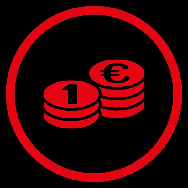Eurons mynt kolumner inringade ikonen — Stock vektor