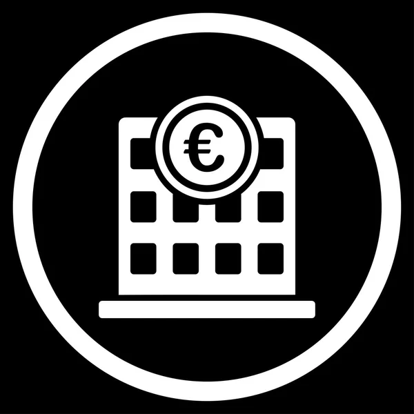 Ευρώ εταιρεία κτίριο εικονίδιο σε κύκλο — Διανυσματικό Αρχείο