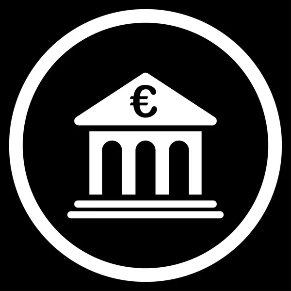 Bank van de eurozone afgerond pictogram — Stockvector