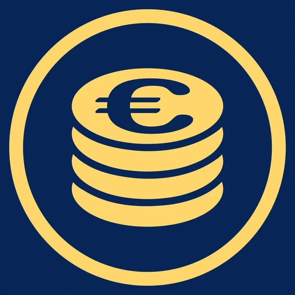 Euro Monete Colonna Icona arrotondata — Vettoriale Stock