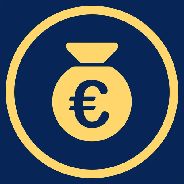 Euro Money Bag Icona arrotondata — Vettoriale Stock