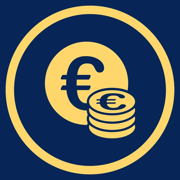 Euro Monete Icona cerchiata in contanti — Vettoriale Stock