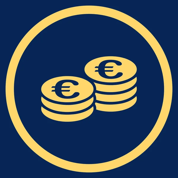 Euro Monedas Pilas redondeadas icono — Vector de stock