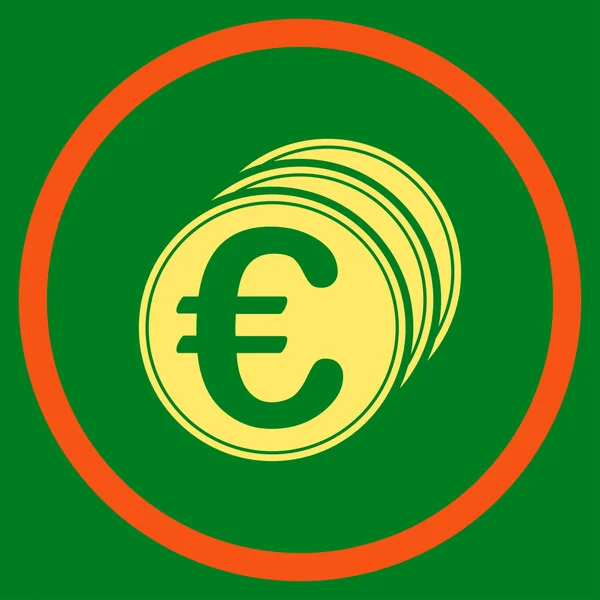 Euro Monedas Icono Círculo — Vector de stock