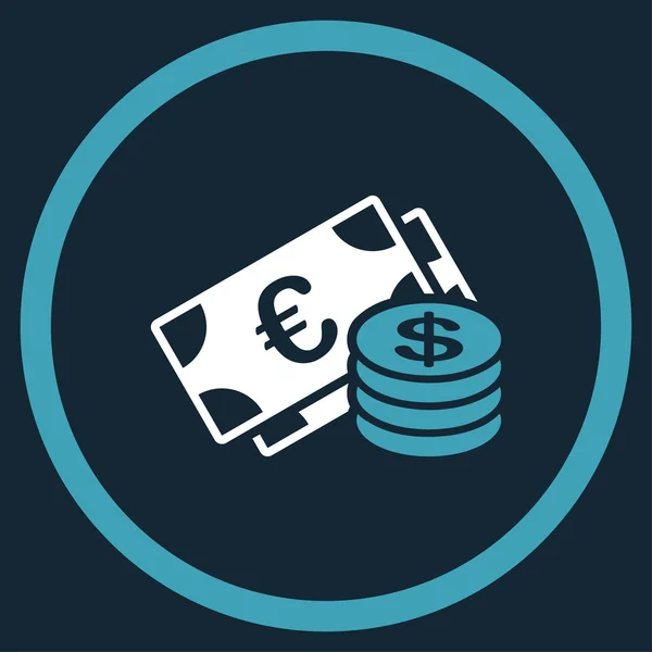 Euromynt och sedlar Dolar inringade ikonen — Stock vektor