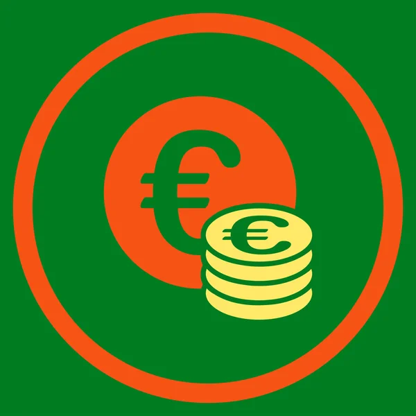 Euro Monedas Efectivo Icono Círculo — Vector de stock