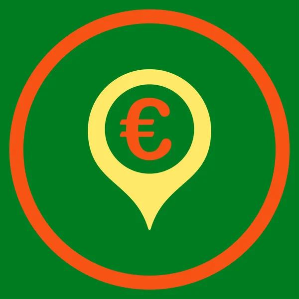 Euro Mapa Marcador Ícone Circulado — Vetor de Stock